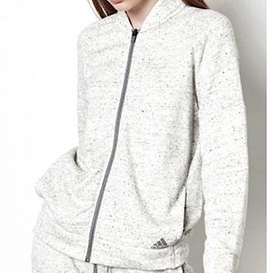 Adidas Full Zip Up Soft Jersey Jacket Pockets